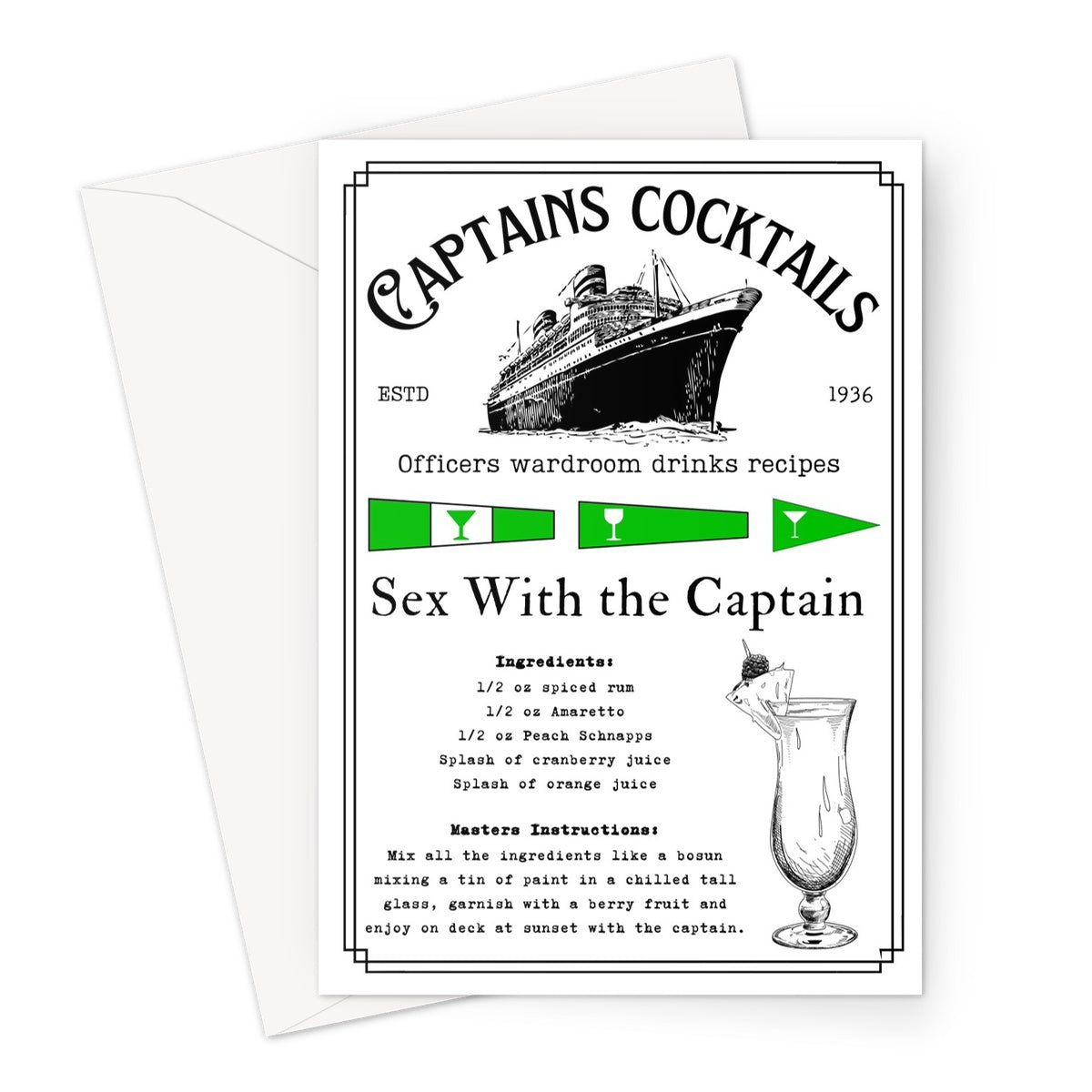 Nautical cocktail greetings card, Sex with the Captain any occasion ca –  Great Harbour Gifts