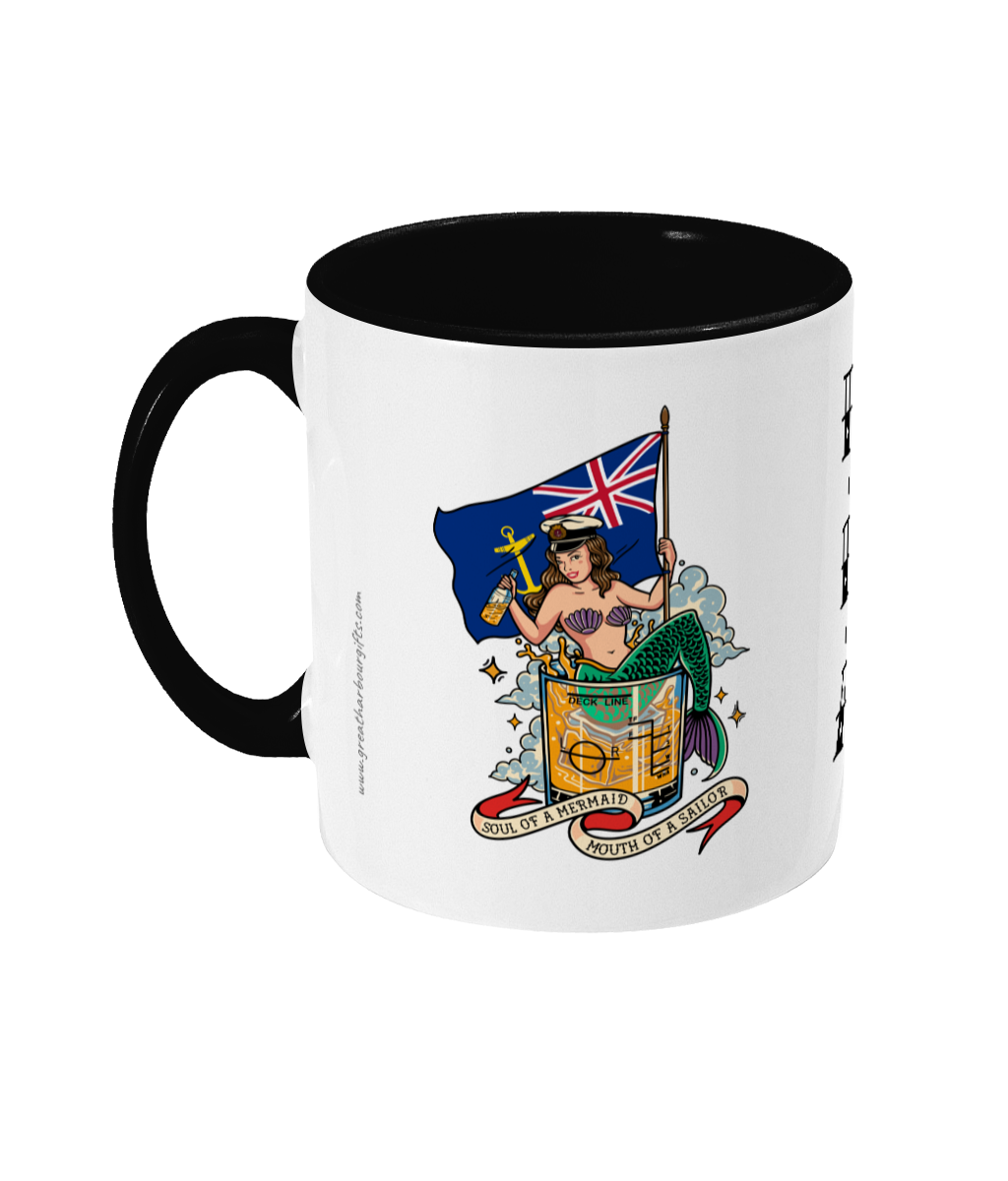 Sailor tattoo mug, Royal Fleet Auxiliary (RFA) mermaid