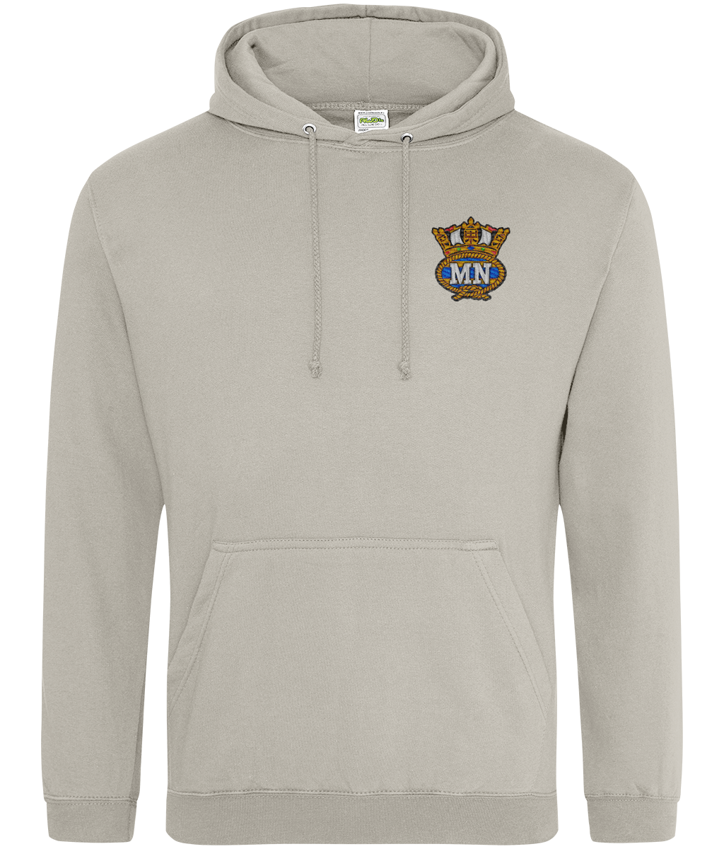 Ring-spun cotton unisex hoodie (Embroidered Merchant Navy crest)