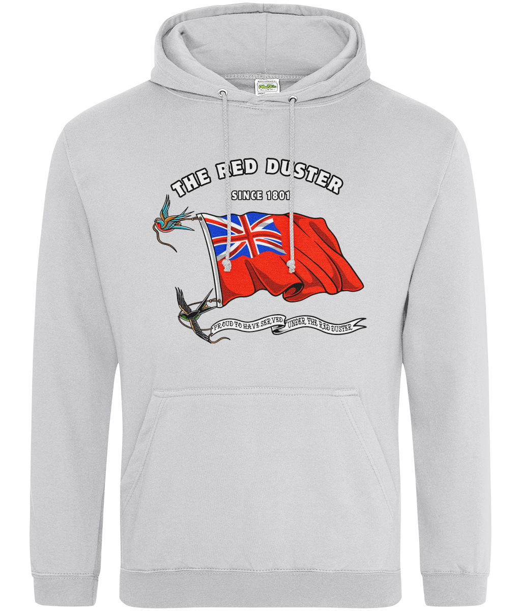 Ring-spun cotton unisex hoodie (British Merchant Navy red duster and swallows)