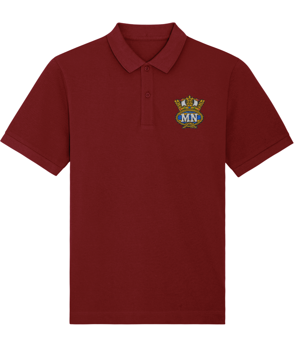 Organic cotton unisex polo shirt (Embroidered British Merchant Navy badge)