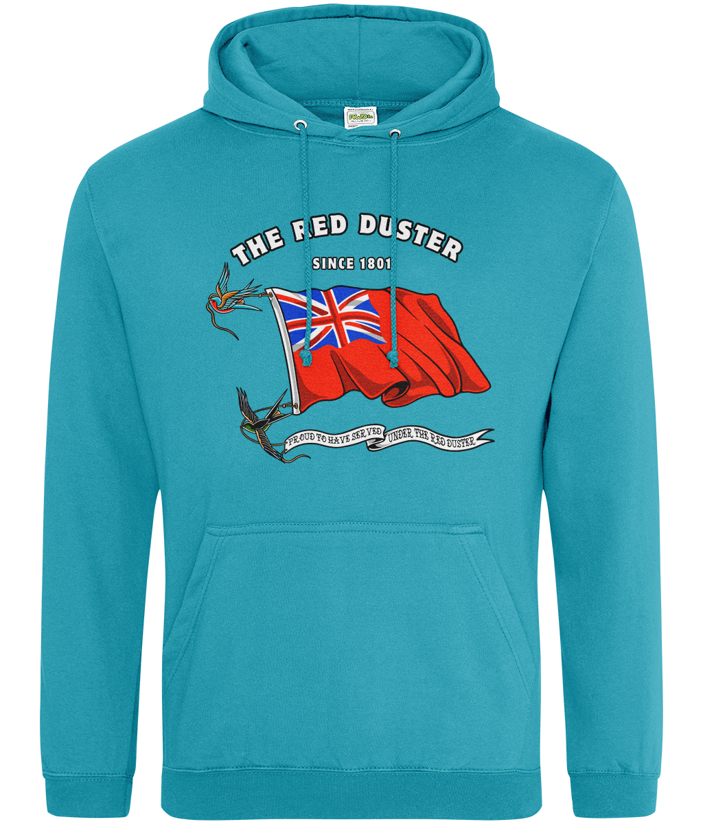 Ring-spun cotton unisex hoodie (British Merchant Navy red duster and swallows)