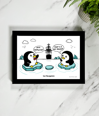 Framed wall art (Ice navigation cartoon) Growlers and brash Ice