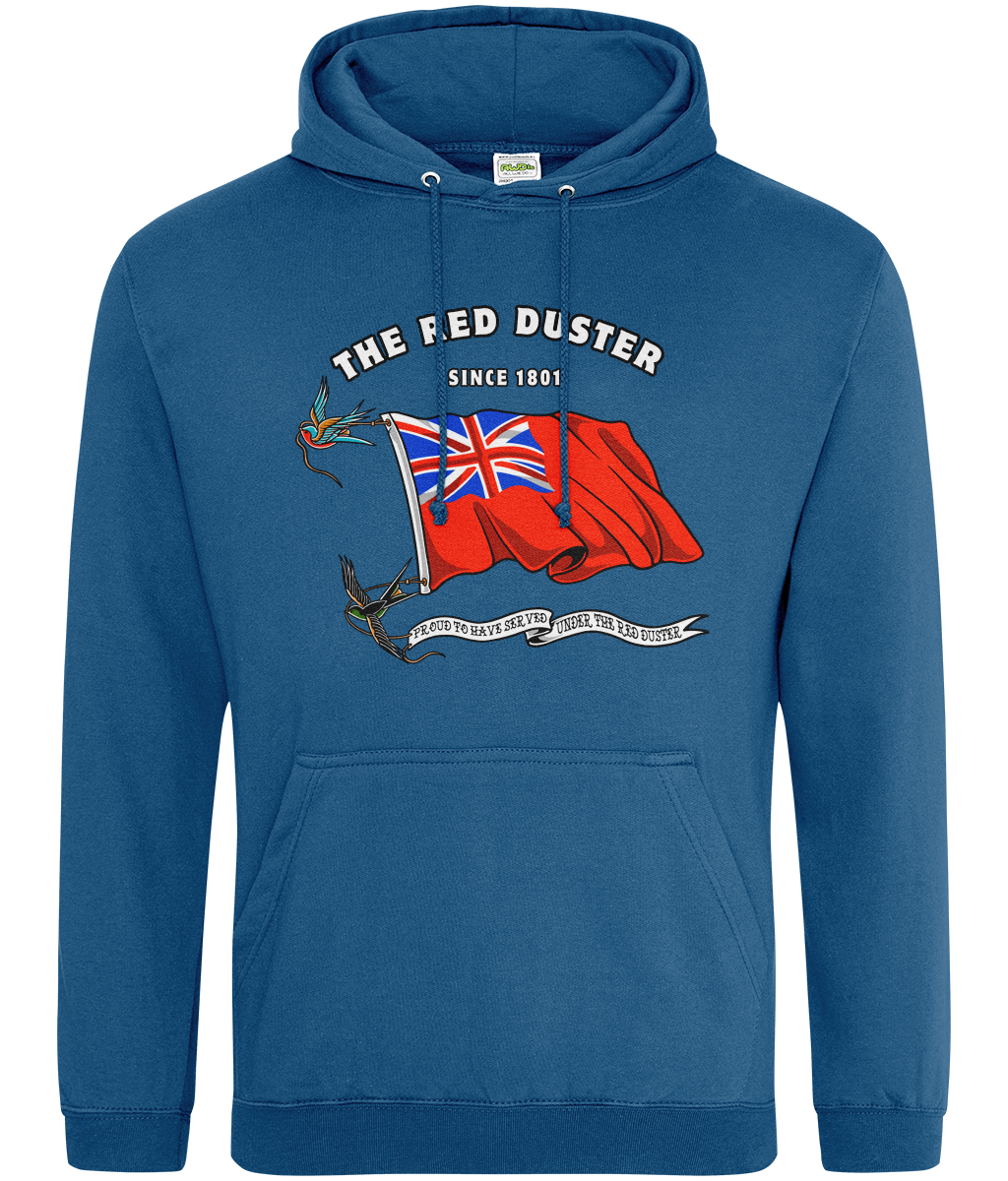 Ring-spun cotton unisex hoodie (British Merchant Navy red duster and swallows)