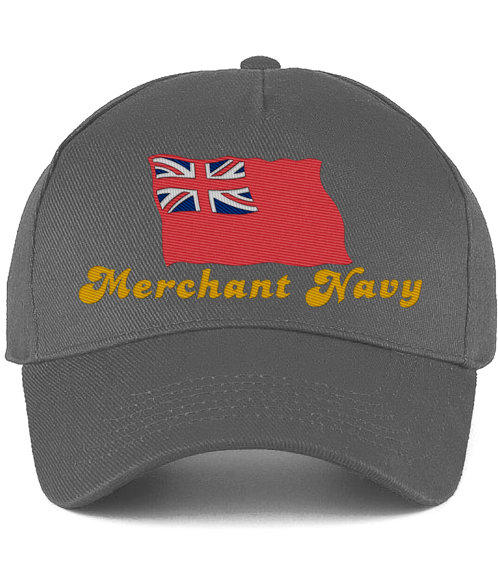 Cotton baseball cap (Embroidered British Merchant Navy red duster)