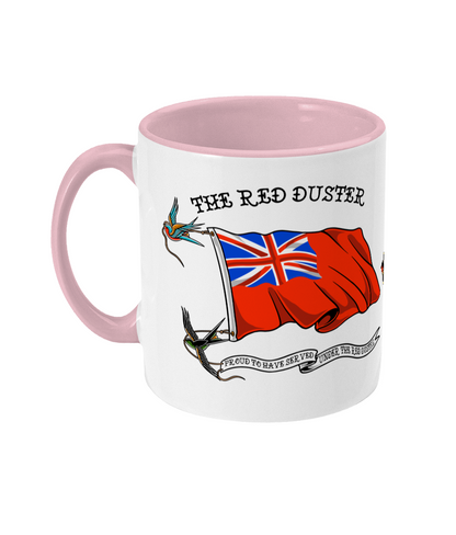 Sailor tattoo mug, Red duster, swallows and Merchant Navy badge