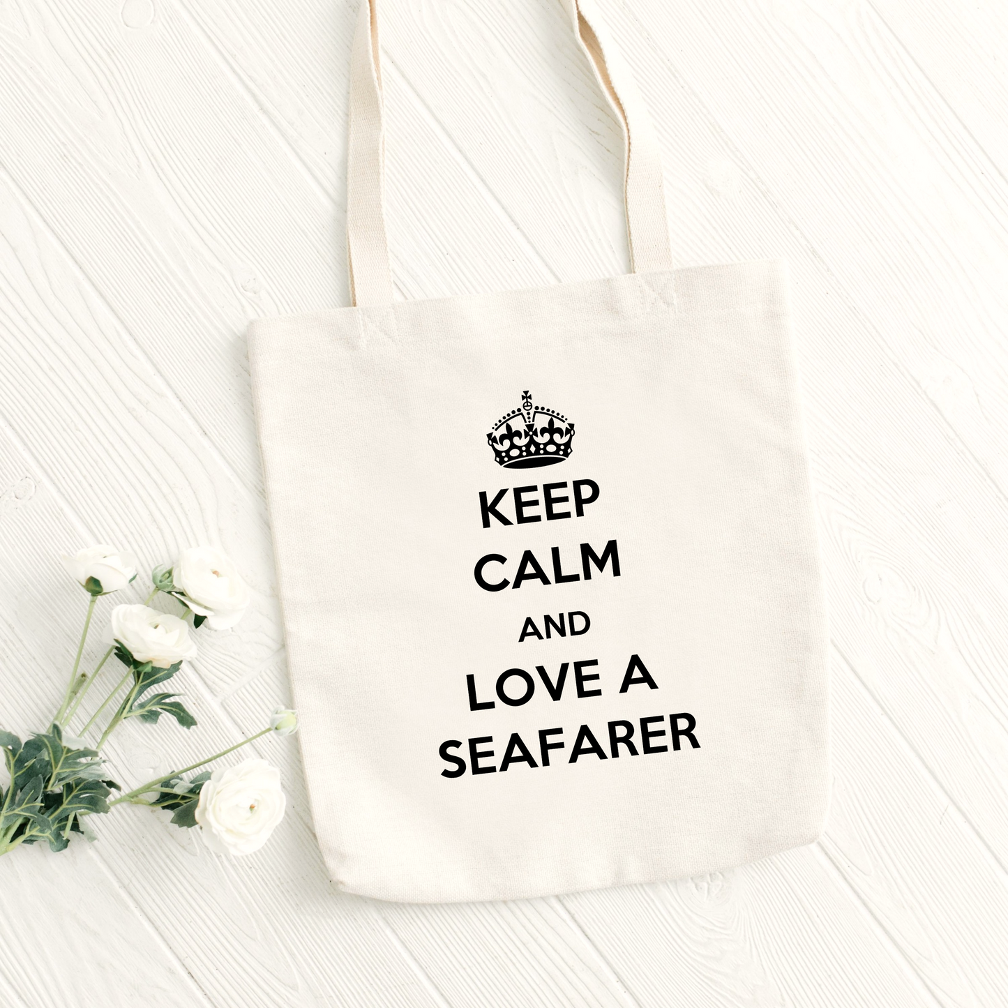 Organic cotton 'strong' tote bag (Keep Calm and Love a Seafarer)