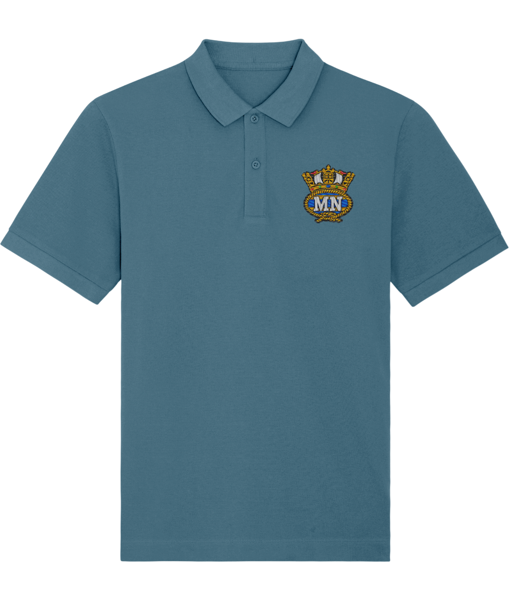 Organic cotton unisex polo shirt (Embroidered British Merchant Navy badge)