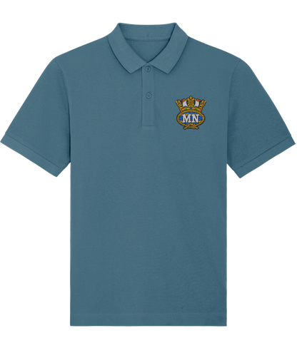 Organic cotton unisex polo shirt (Embroidered British Merchant Navy badge)