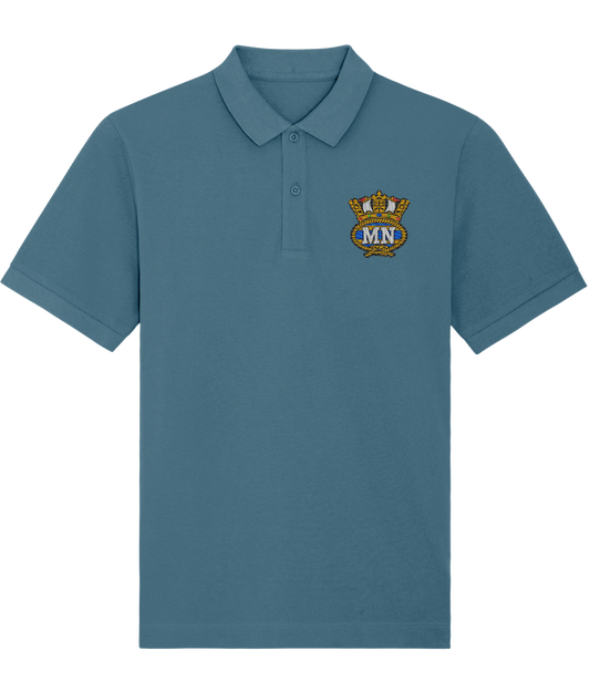 Organic cotton unisex polo shirt (Embroidered British Merchant Navy badge)