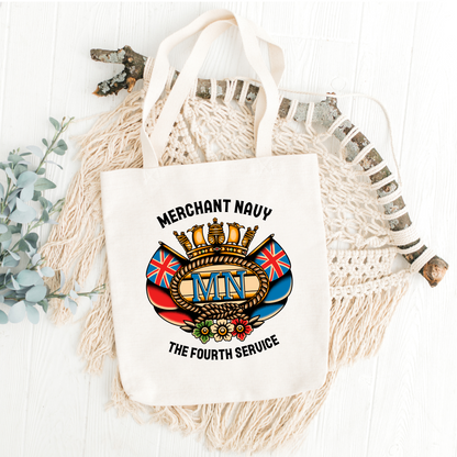 Organic cotton 'strong' tote bag (Tattoo themed British Merchant Navy badge)