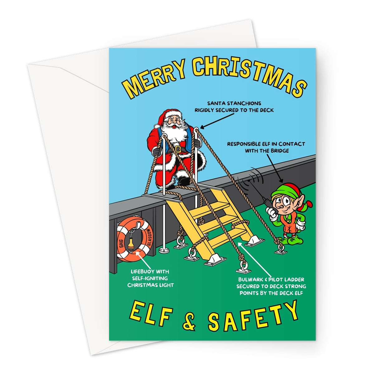 Nautical Christmas card (Santa boarding arrangements)