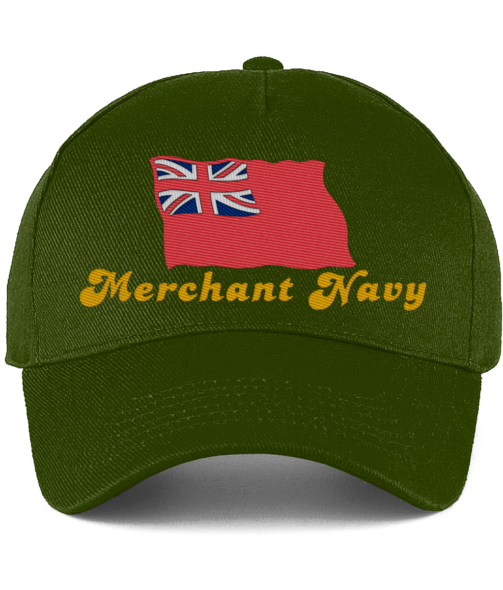 Cotton baseball cap (Embroidered British Merchant Navy red duster)