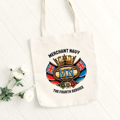 Organic cotton 'strong' tote bag (Tattoo themed British Merchant Navy badge)