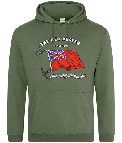 Ring-spun cotton unisex hoodie (British Merchant Navy red duster and swallows)