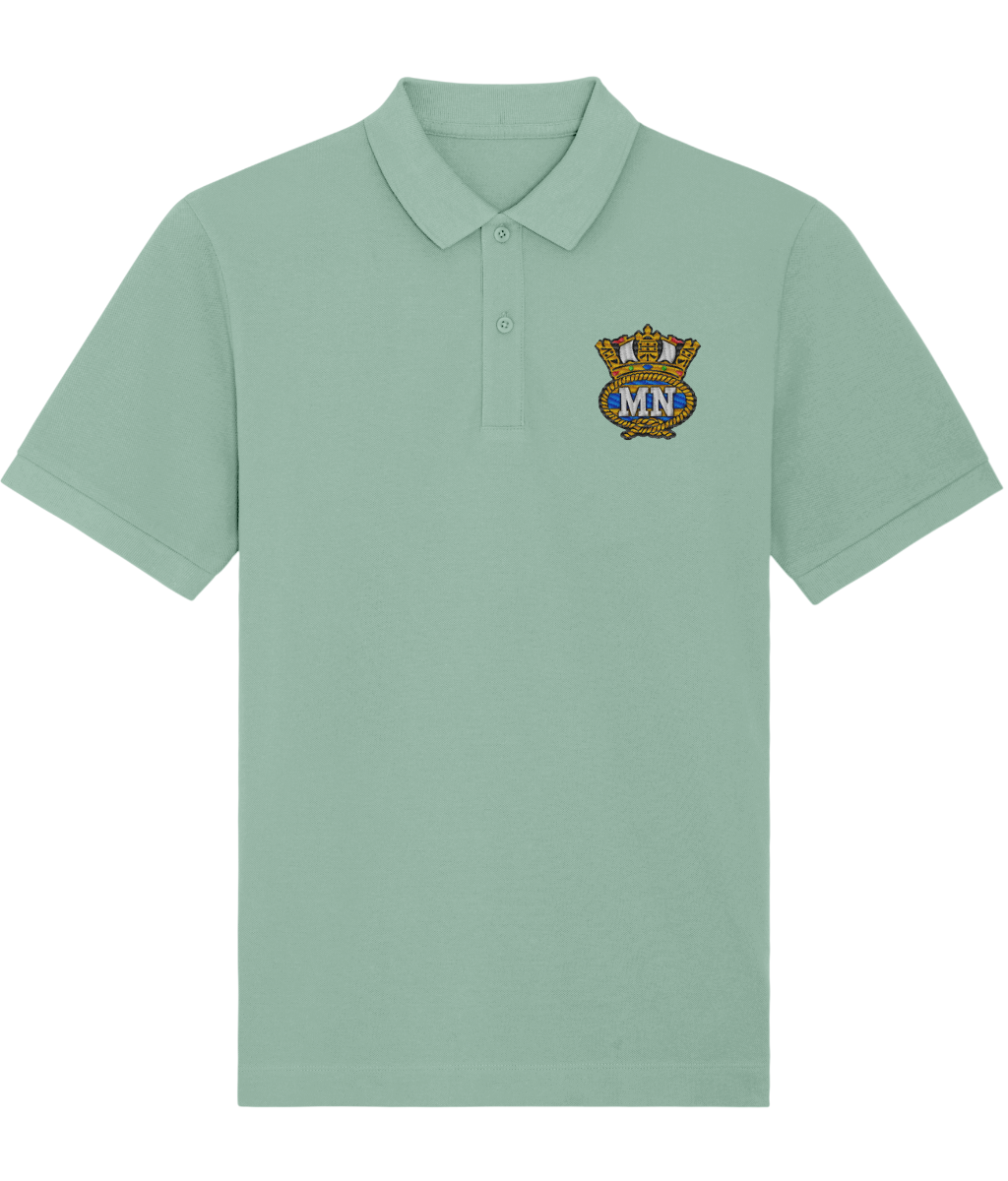 Organic cotton unisex polo shirt (Embroidered British Merchant Navy badge)