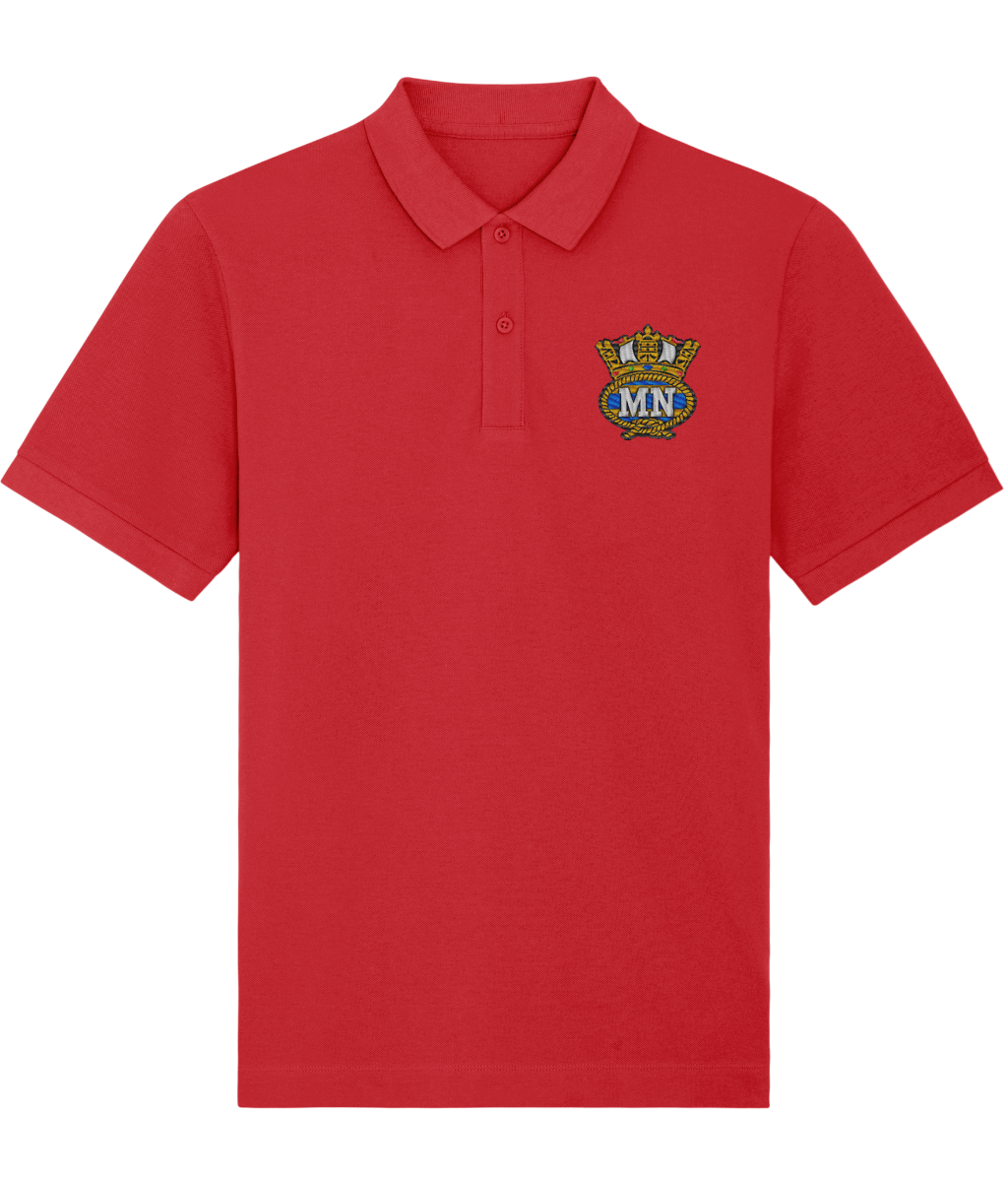 Organic cotton unisex polo shirt (Embroidered British Merchant Navy badge)