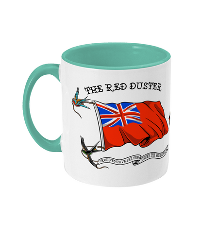 Sailor tattoo mug, Red duster, swallows and Merchant Navy badge