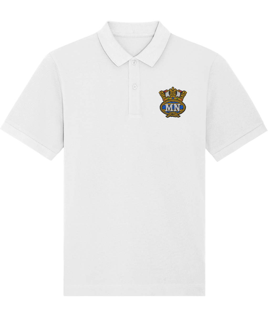 Organic cotton unisex polo shirt (Embroidered British Merchant Navy badge)