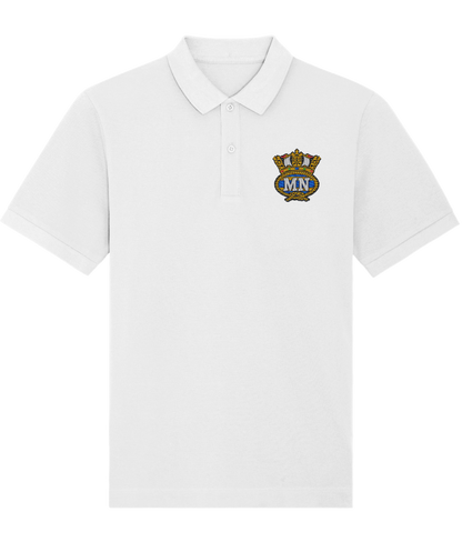 Organic cotton unisex polo shirt (Embroidered British Merchant Navy badge)