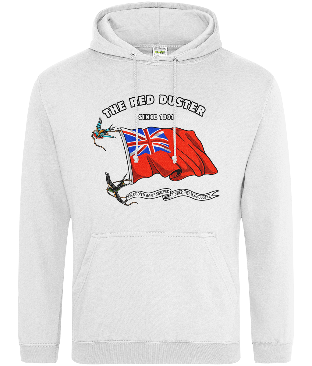 Ring-spun cotton unisex hoodie (British Merchant Navy red duster and swallows)