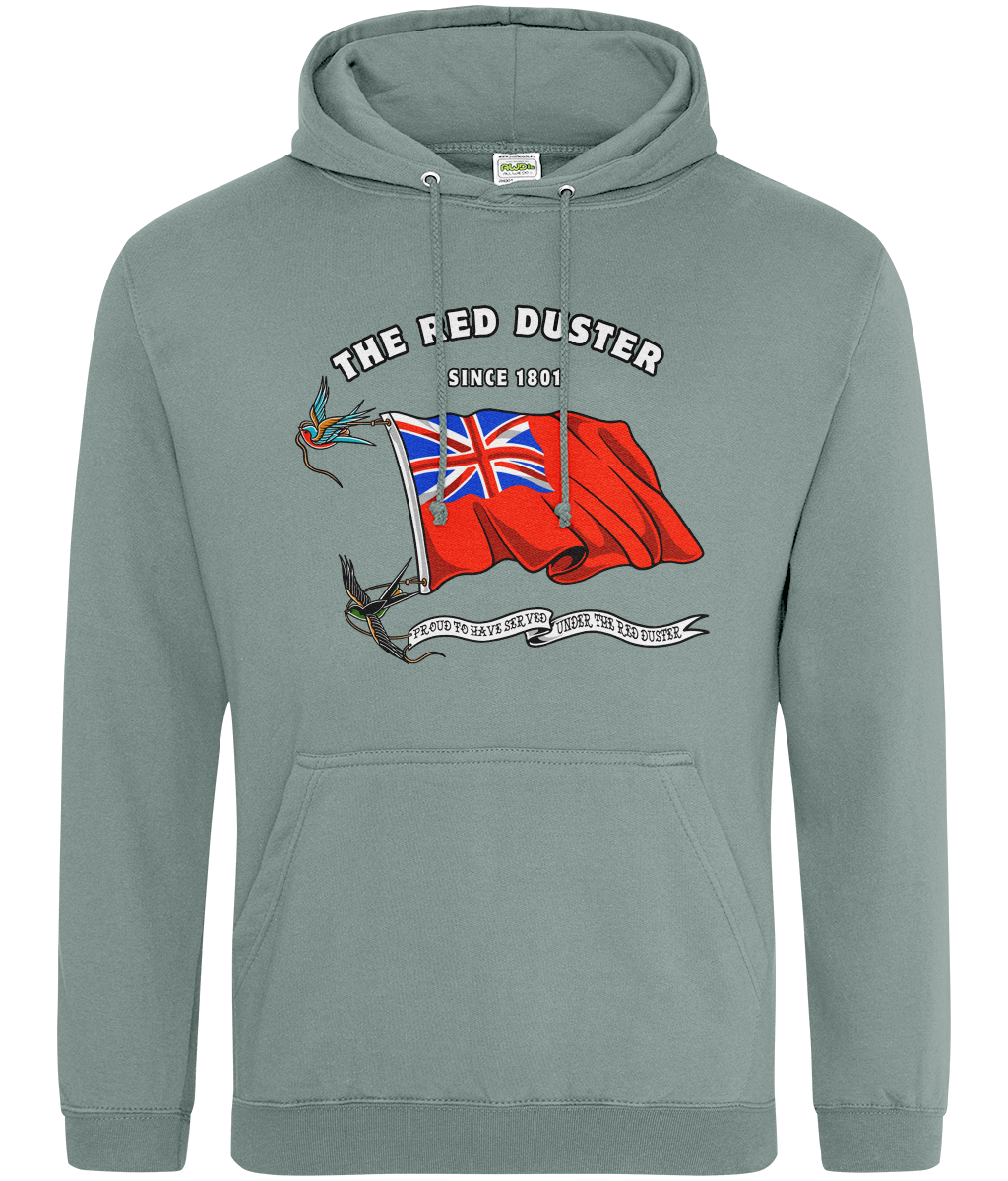 Ring-spun cotton unisex hoodie (British Merchant Navy red duster and swallows)