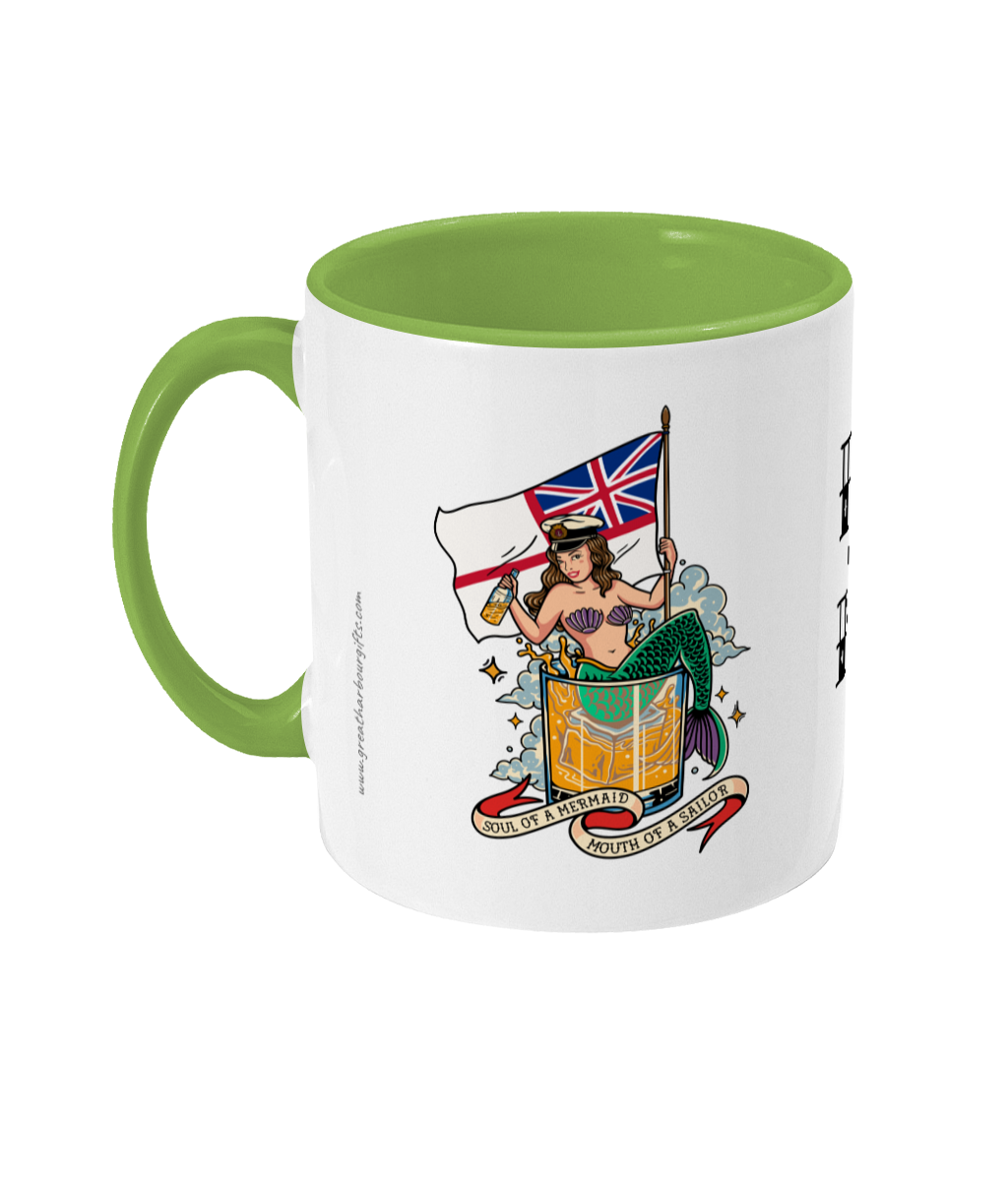 Sailor tattoo mug, Royal Navy (RN) mermaid