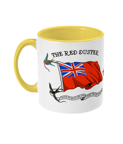 Sailor tattoo mug, Red duster, swallows and Merchant Navy badge