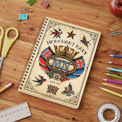 Softcover Notebook (Tattoo style Merchant Navy badge)