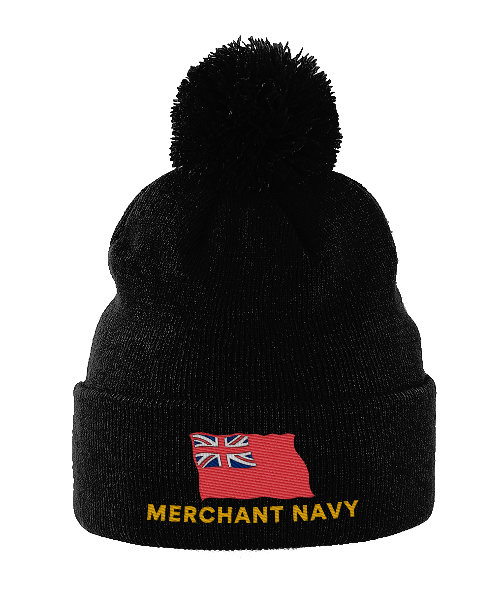 Pom Pom hat (Embroidered Merchant Navy red ensign)