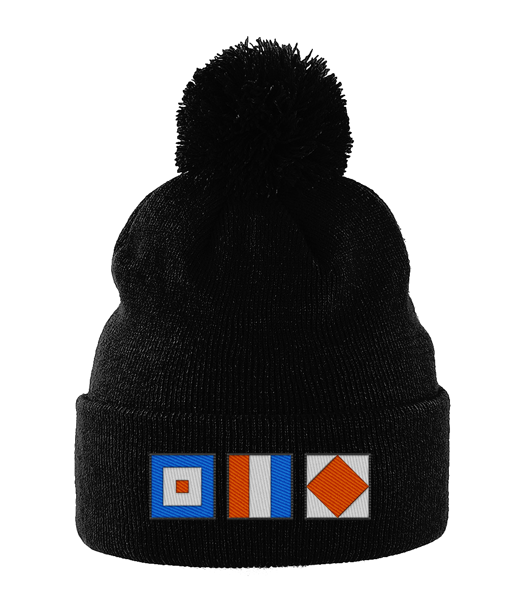 Pom pom hat nautical flags, Whiskey, Tango, Foxtrot (WTF)