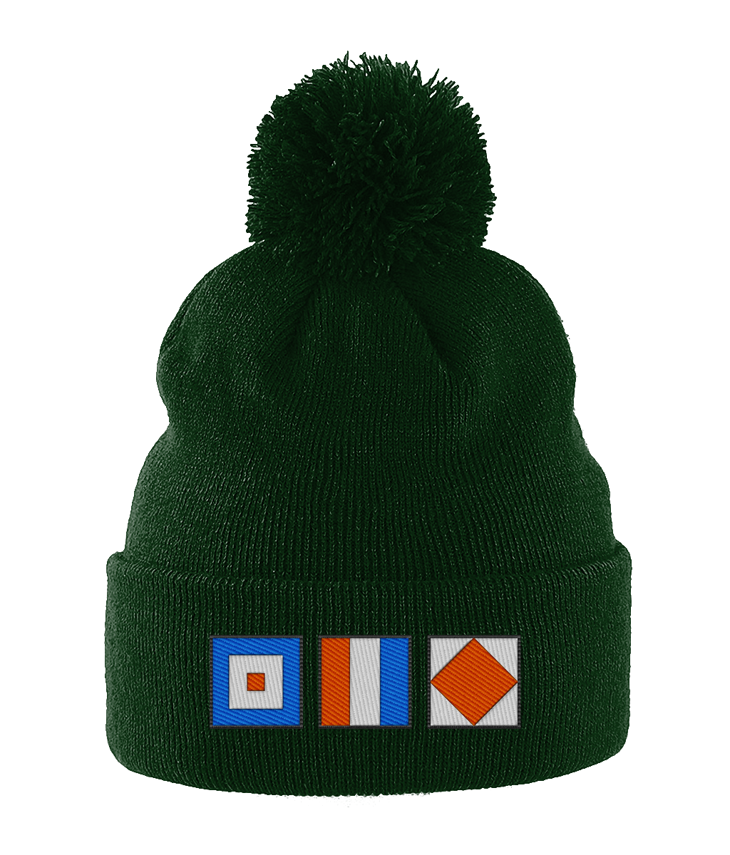 Pom pom hat nautical flags, Whiskey, Tango, Foxtrot (WTF)