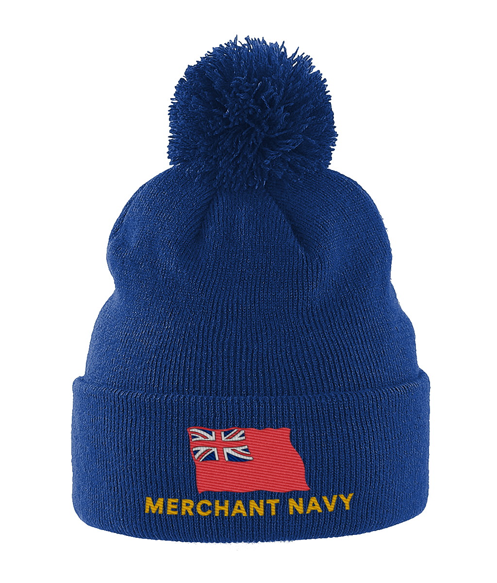 Pom Pom hat (Embroidered Merchant Navy red ensign)