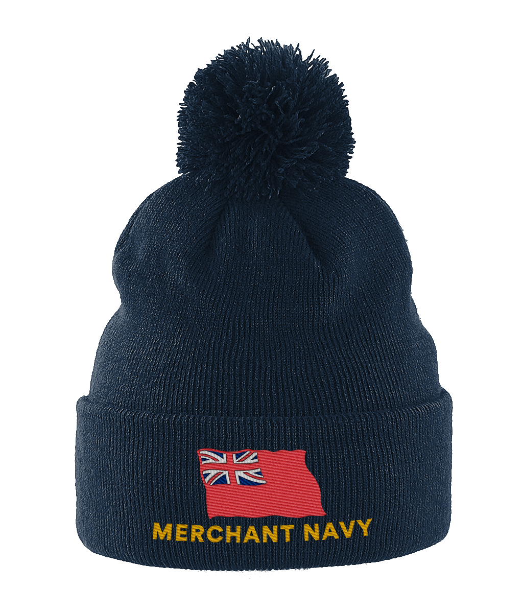 Pom Pom hat (Embroidered Merchant Navy red ensign)