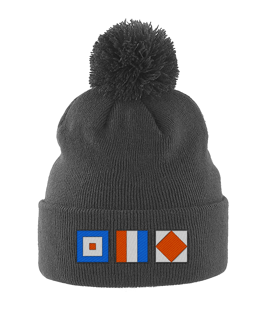 Pom pom hat nautical flags, Whiskey, Tango, Foxtrot (WTF)