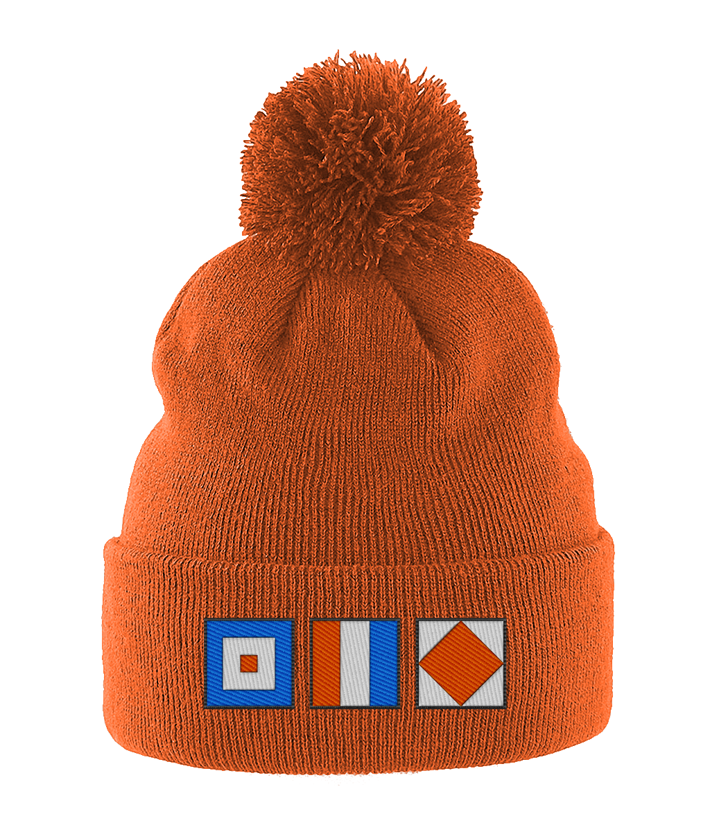 Pom pom hat nautical flags, Whiskey, Tango, Foxtrot (WTF)