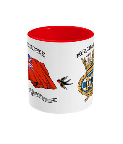 Sailor tattoo mug, Red duster, swallows and Merchant Navy badge