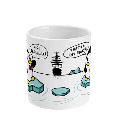 Funny Ice navigation mug (Antarctic penguins sat on growlers) Great Harbour Gifts