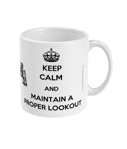 Keep calm and maintain a proper lookout mug (Rule 5) Great Harbour Gifts