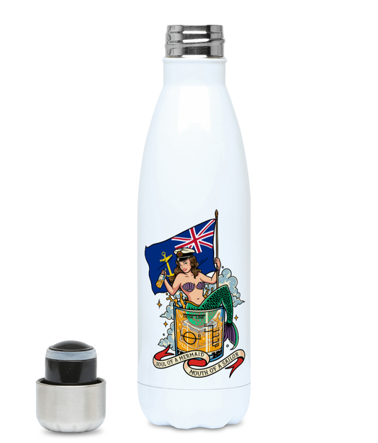 Thermos Insulated water bottle, Royal Fleet Auxiliary (RFA). Soul of a mermaid, mouth of a sailor