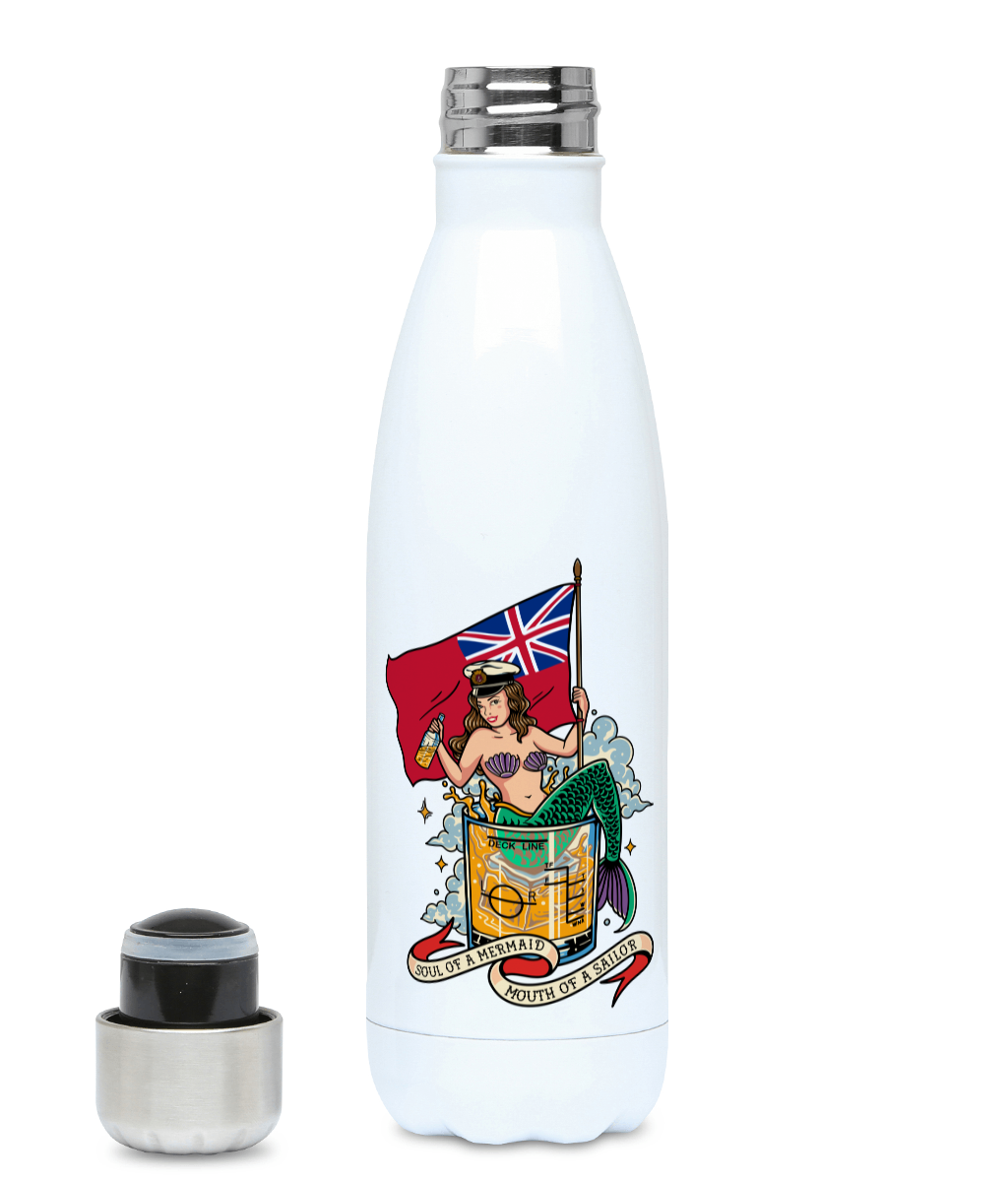 Thermos Insulated water bottle, Merchant Navy (MN). Soul of a mermaid, mouth of  a sailor