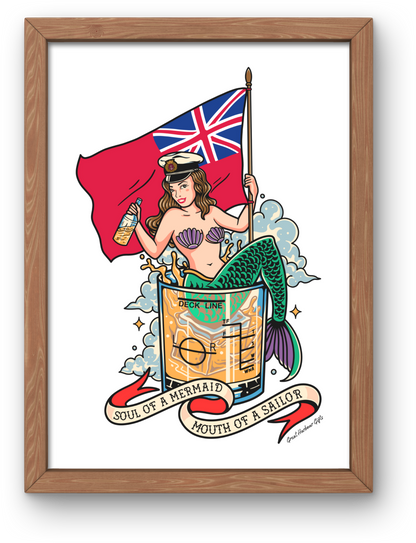 Framed wall art (Merchant Navy mermaid)