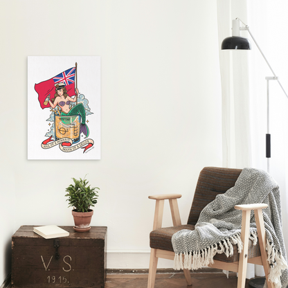 Poster print (Sailor tattoo design Merchant Navy mermaid)