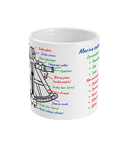 Marine sextant diagram and parts nautical mug Great Harbour Gifts