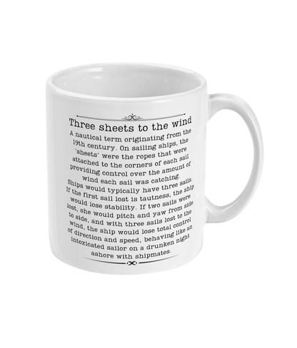 Maritime history mug, Three sheets to the wind Great Harbour Gifts