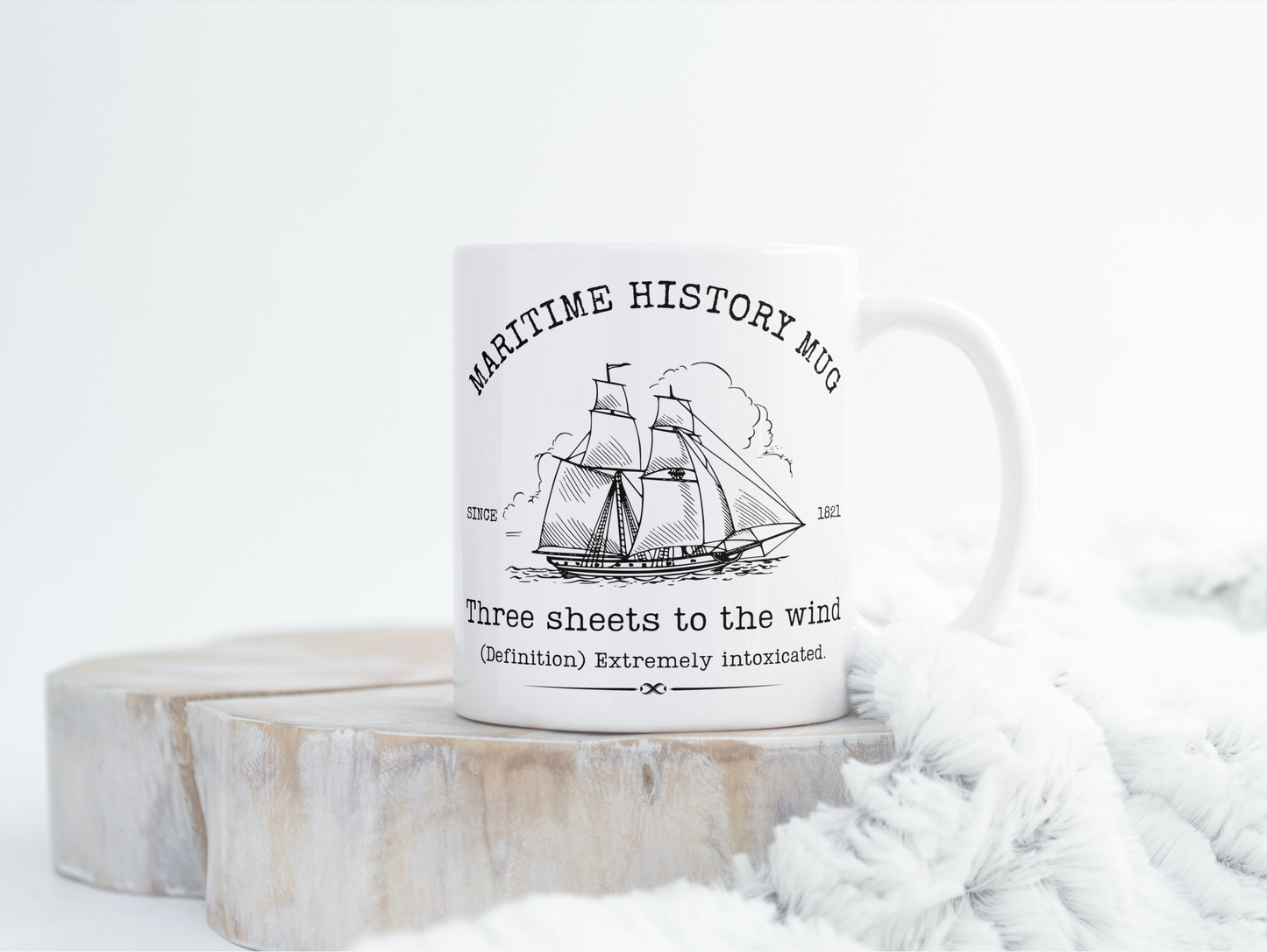 Maritime history mug, Three sheets to the wind Great Harbour Gifts