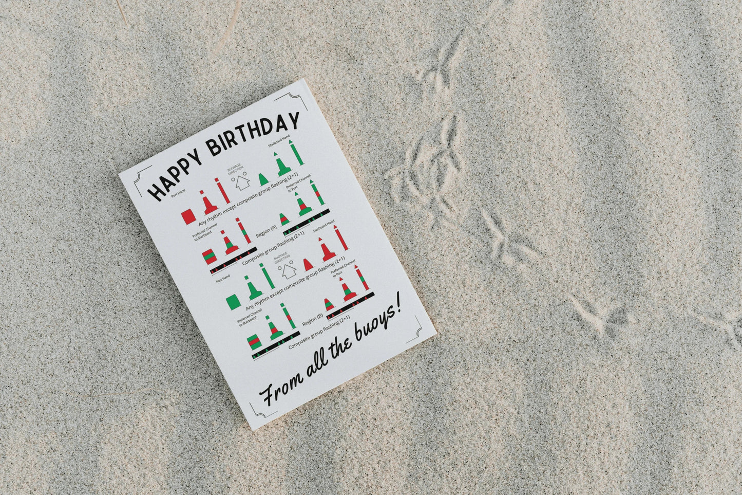 Nautical Birthday card, Channel port and starboard buoys. Great Harbour Gifts