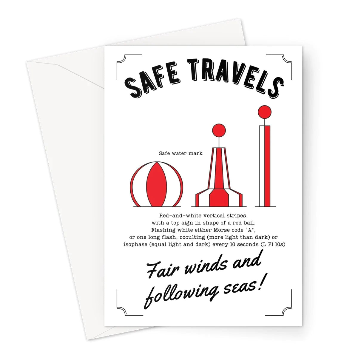 Nautical Birthday card, Safe travels, safe water mark. Great Harbour Gifts