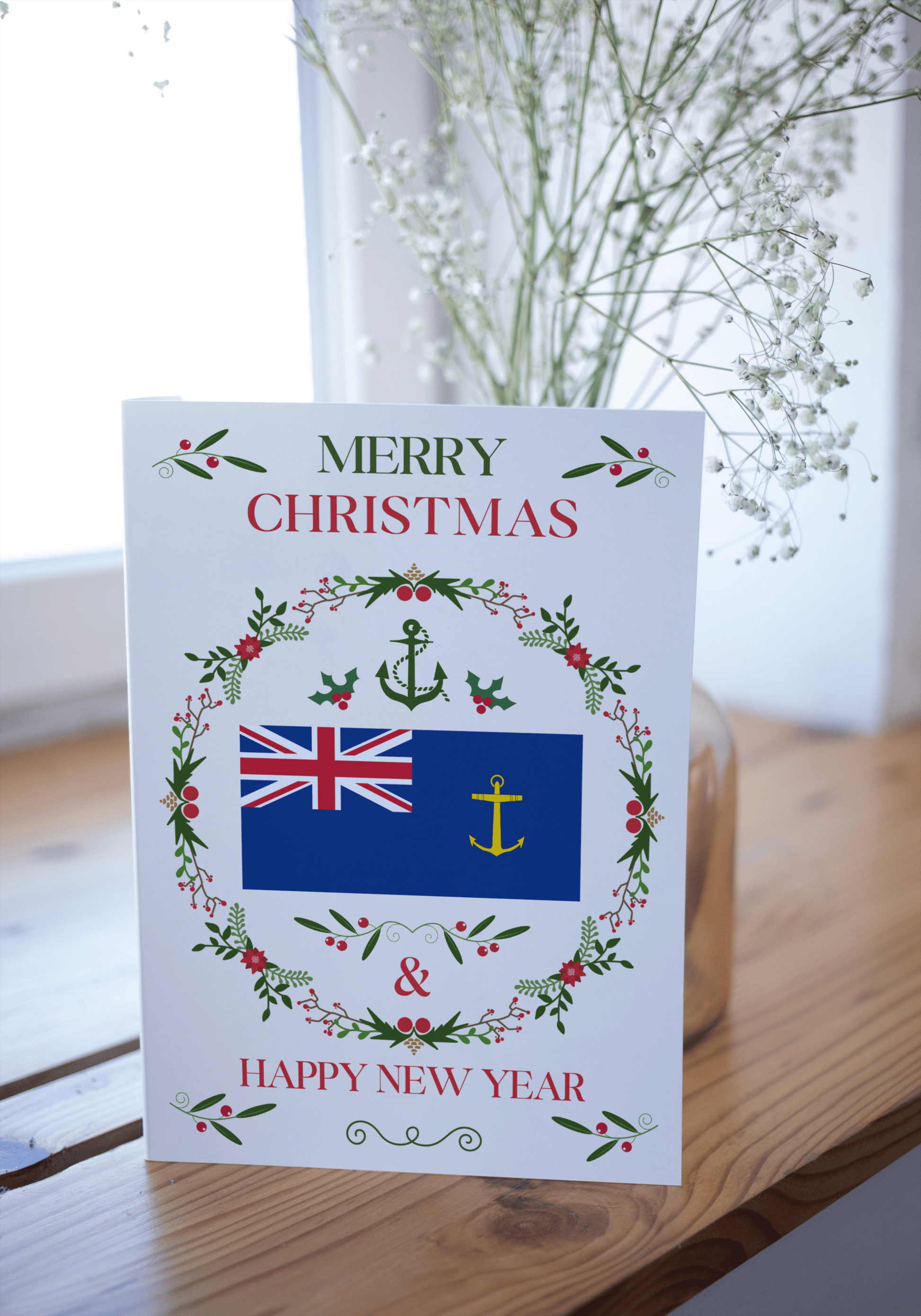 Nautical Christmas card, Royal Fleet Auxiliary (RFA) blue ensign Great Harbour Gifts