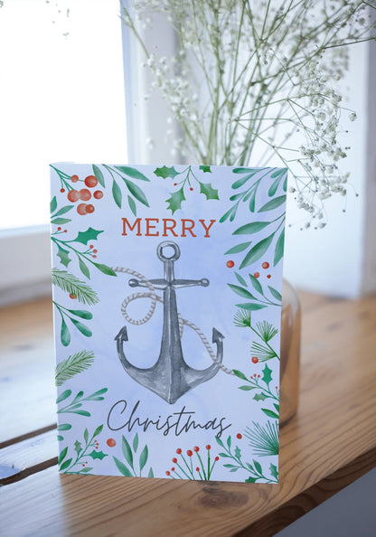 Nautical Christmas card, festive anchor Great Harbour Gifts